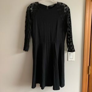 Express 3/4 Sleeve Black Skater Dress